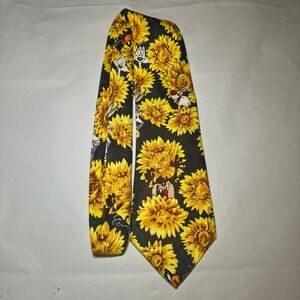 Vintage 1994 Looney Tunes Mania Sunflower Necktie Mens Bugs Bunny Taz Tie